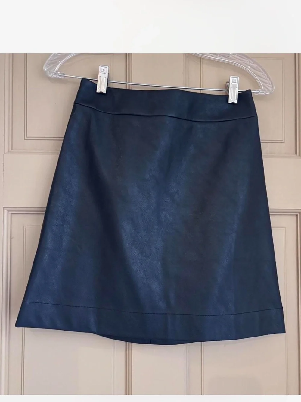 J. Crew Black Faux Leather A-Line Mini Skirt